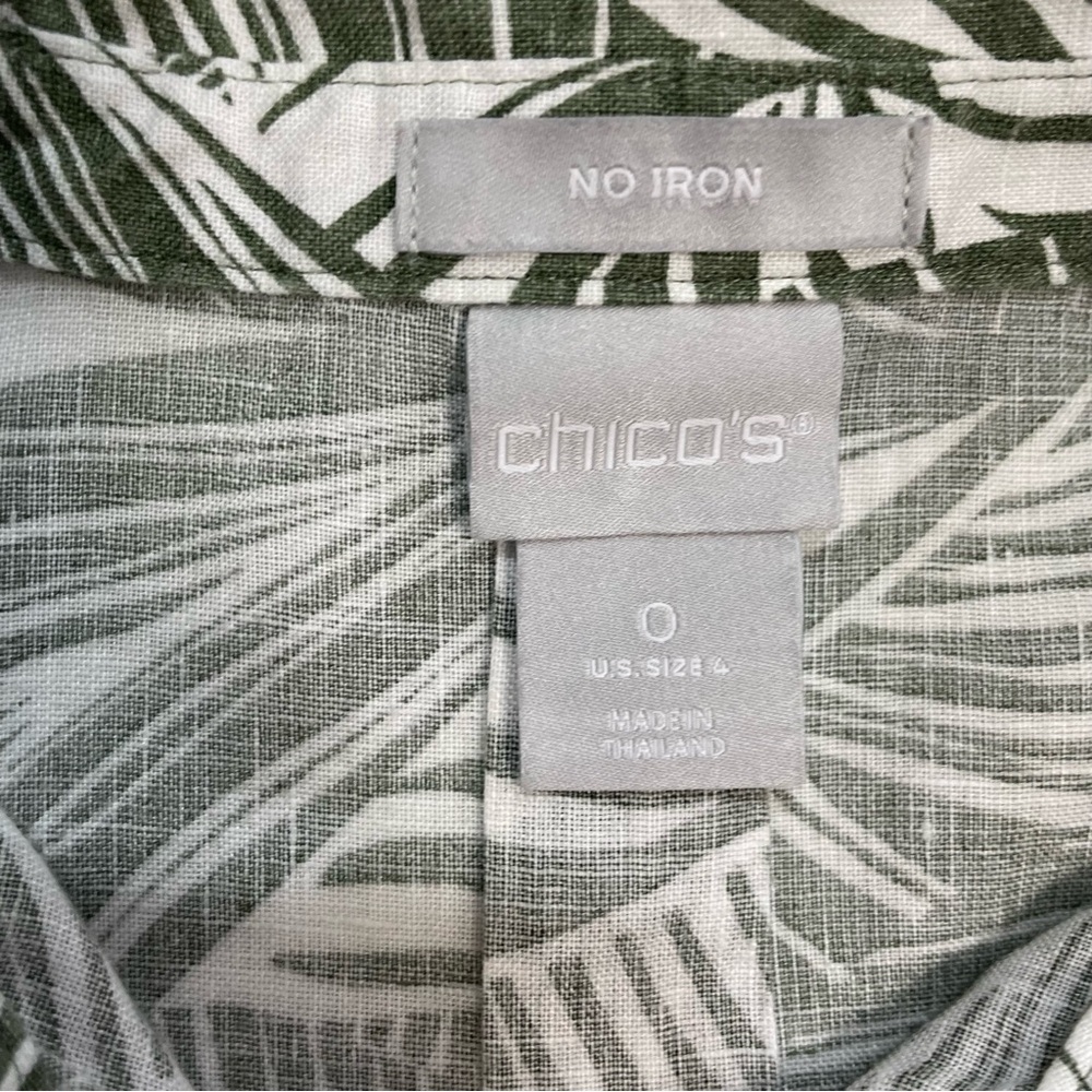 Chico's Linen Fresh Leaves No Iron Shirt Size 0 US S - Picture 8 of 11